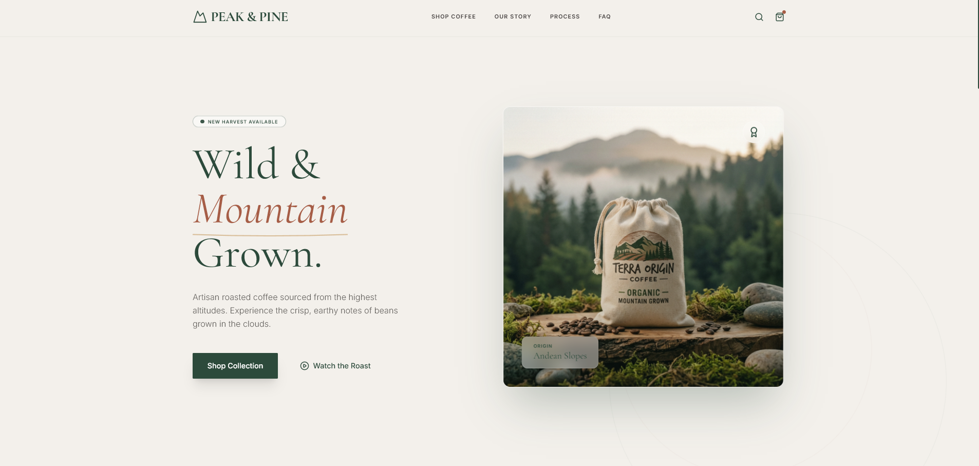 Peak And Pine website design showcase